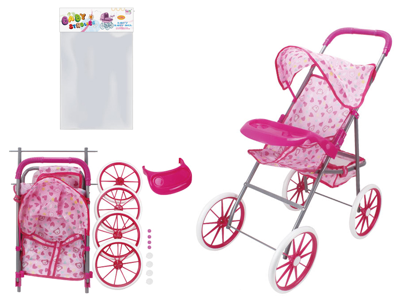 Self-Assembling Toy Baby Stroller With Dinner Plate(EVA Wheel)