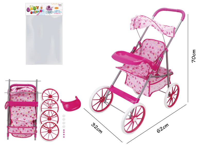 Self-Assembling Toy Baby Stroller With Dinner Plate(EVA Wheel)