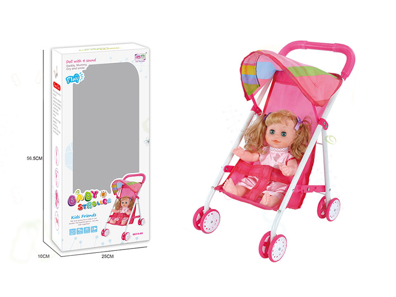 Baby Sunshade Stroller Toy + 14 Inch Doll With 4 Sounds IC
