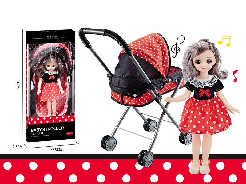 Baby Sunshade Stroller + 12 Inch Doll With IC