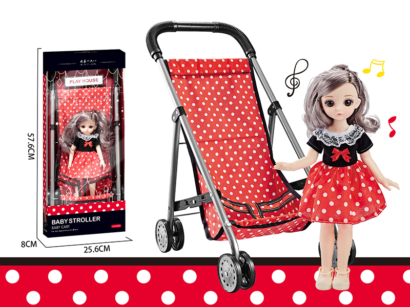 Baby Stroller Toy + 12 Inch Doll With IC
