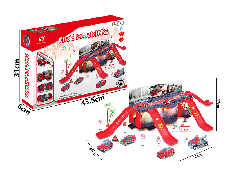 Parking Lot+3 Alloy Fire Truck+Alloy Aircraft