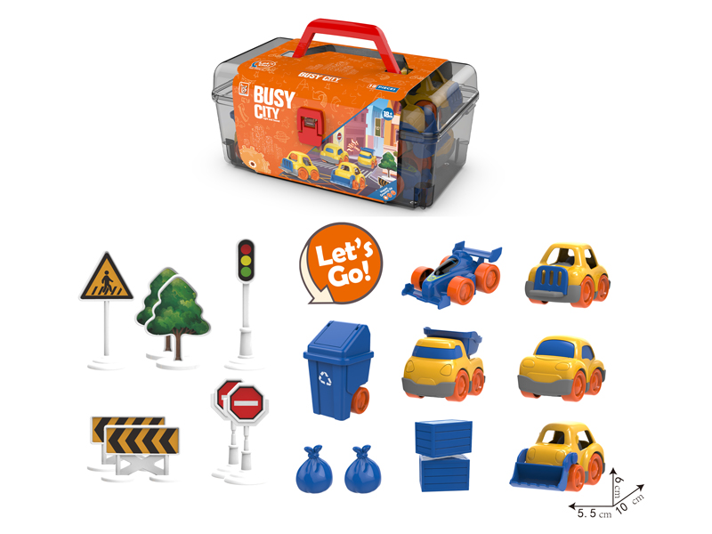 19PCS Baby Ringing Cartoon Slide Car