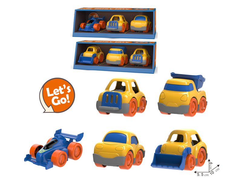 3PCS Baby Ringing Cartoon Slide Car