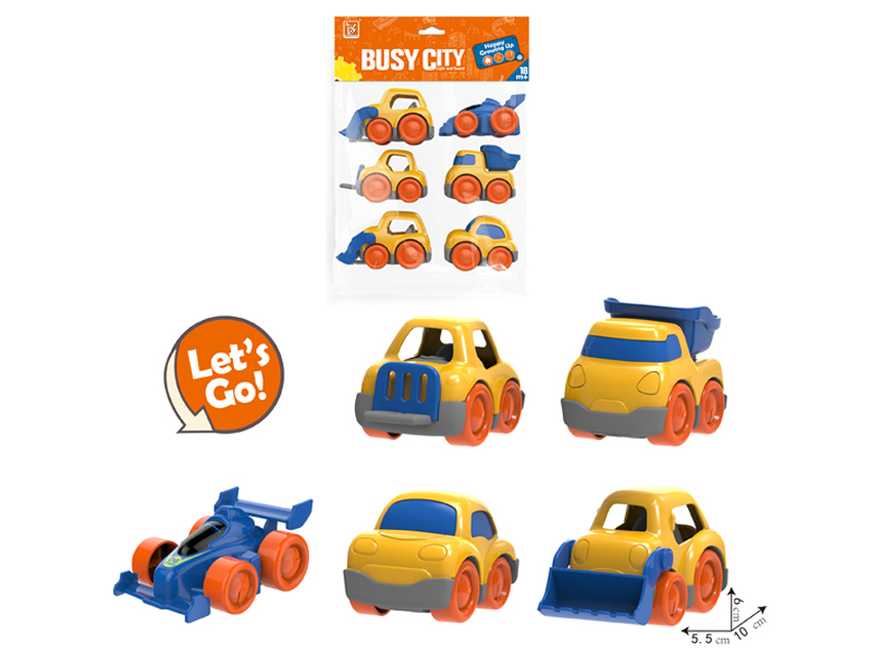 6PCS Baby Ringing Cartoon Slide Car
