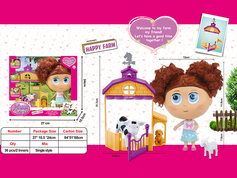 7.5 Inch Solid 12-Joint Doll Happy Farm Theme