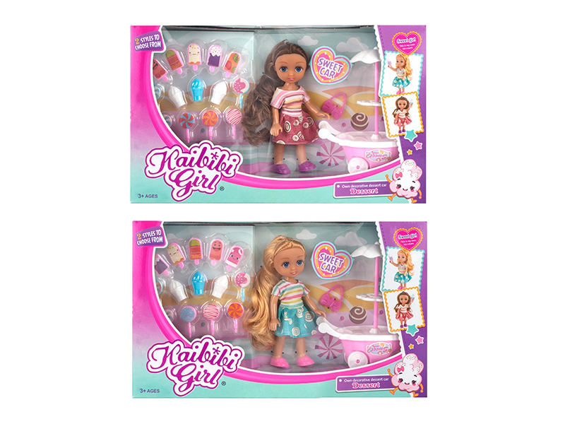 6 Inch Solid Doll Dessert Car Set