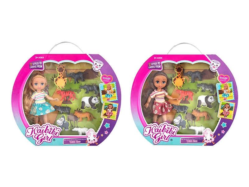 6 Inch Solid Doll Wild Zoo Set