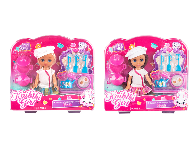 6 Inch Solid Girl Doll Cook Set