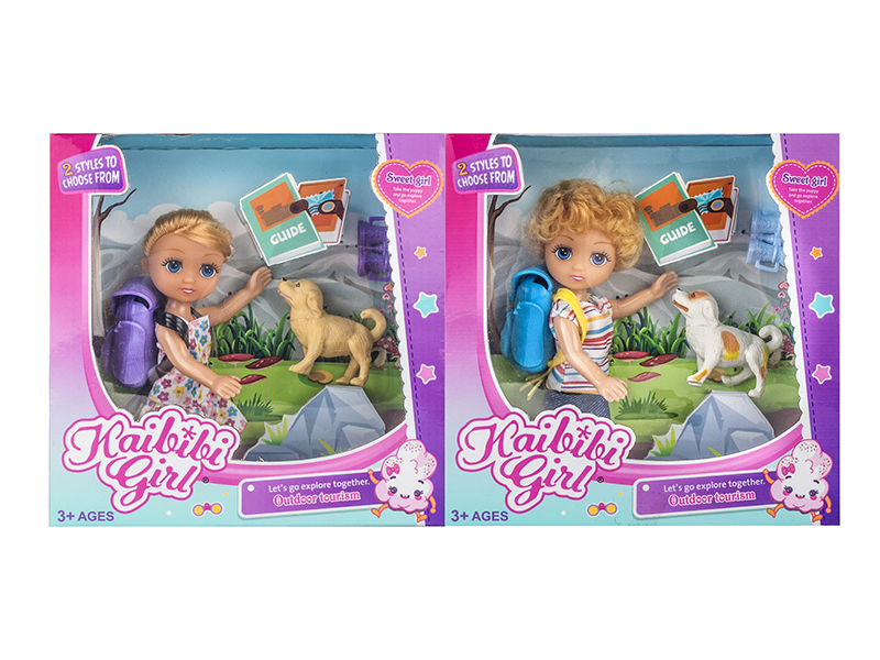 6 Inch Solid Girl Doll Outdoor Tourism Set