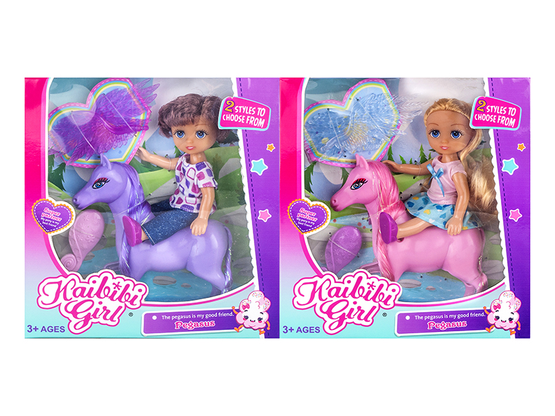 6 Inch Solid Girl Doll With Pegasus