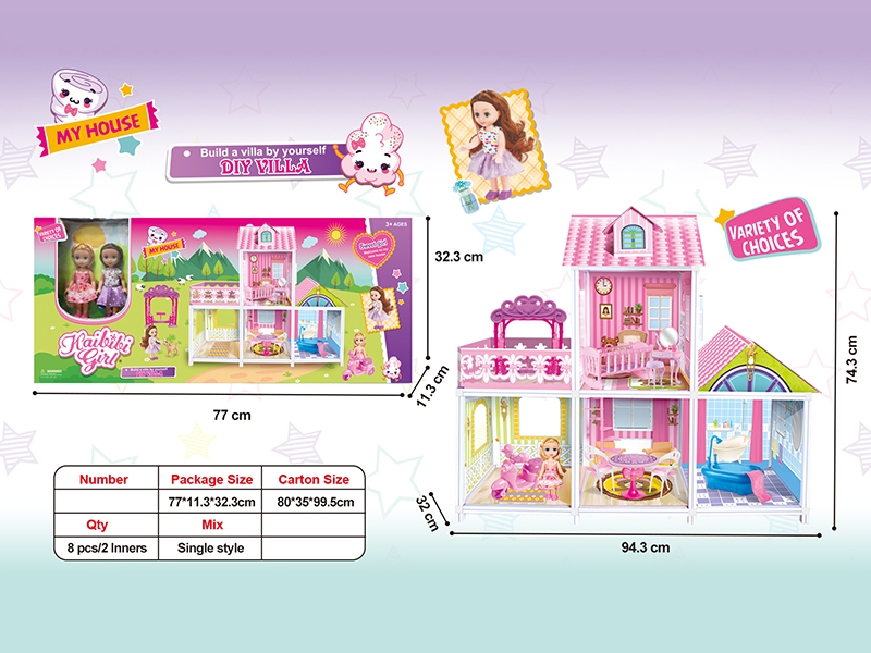 6 Inch Solid Girl Doll DIY Villa Set
