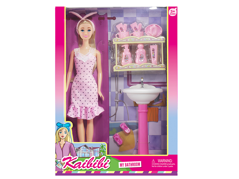 11.5 Inch Solid Doll Bathroom Set