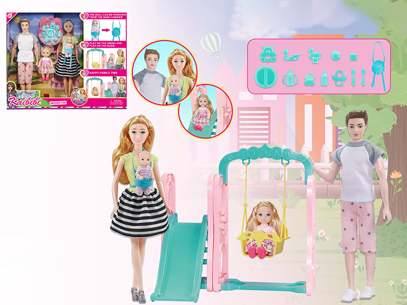 11.5 Inch Solid Doll A Family Of Four Amusement Park Theme