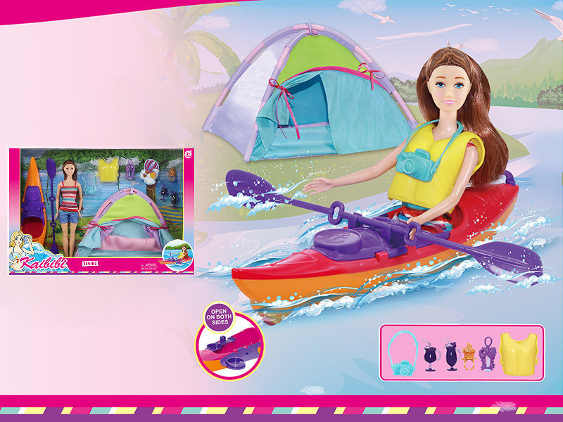 11.5 Inch Solid Doll Boating Camping Set
