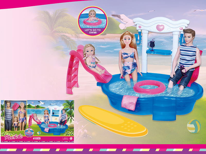 11.5 Inch Solid Doll Family Beach Party Theme