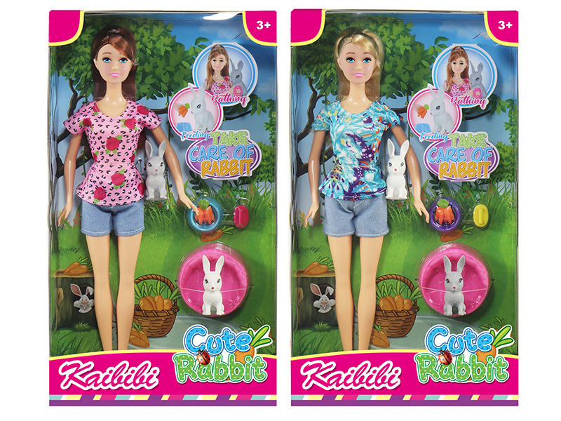 11.5 Inch Solid Doll Pet Rabbit Raising Theme