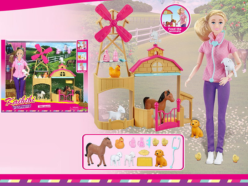11.5 Inch Solid Jointed Doll Farm Veterinarian Theme