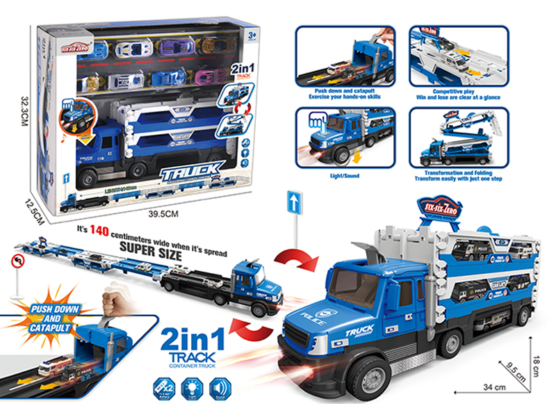 Transformable Police Track Ejection Storage Truck With Light And Music