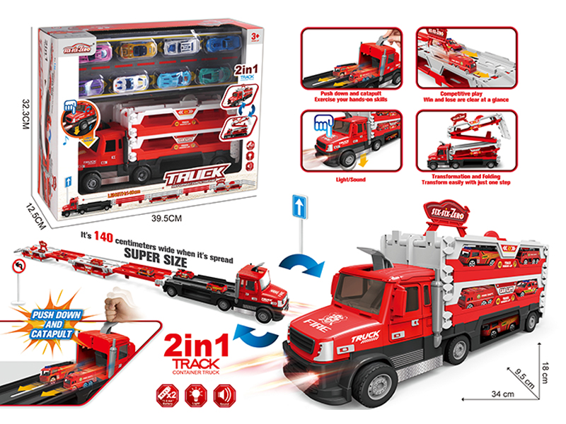 Transformable Fire Fighting Track Ejection Storage Truck With Light And Music
