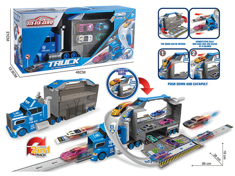 Police Container Storage Ejection Alloy Car Set