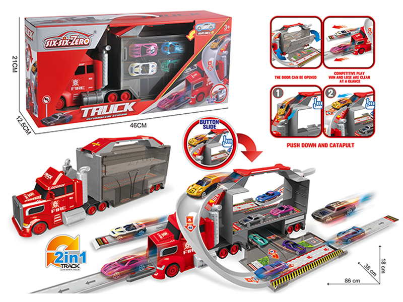 Fire Fighting Container Storage Ejection Alloy Car Set