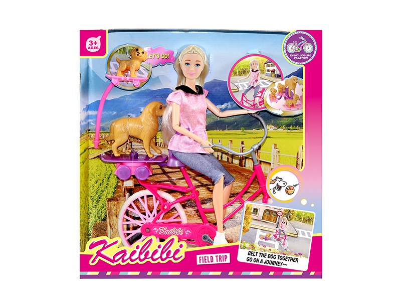 11.5 Inch Solid Doll Field Walking Dog Theme