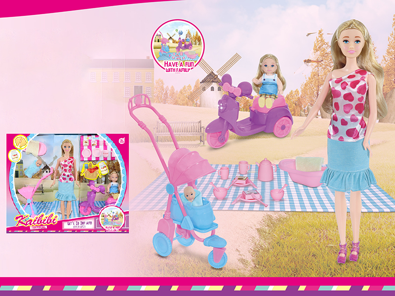 11.5 Inch Solid Doll Family Picnic Theme