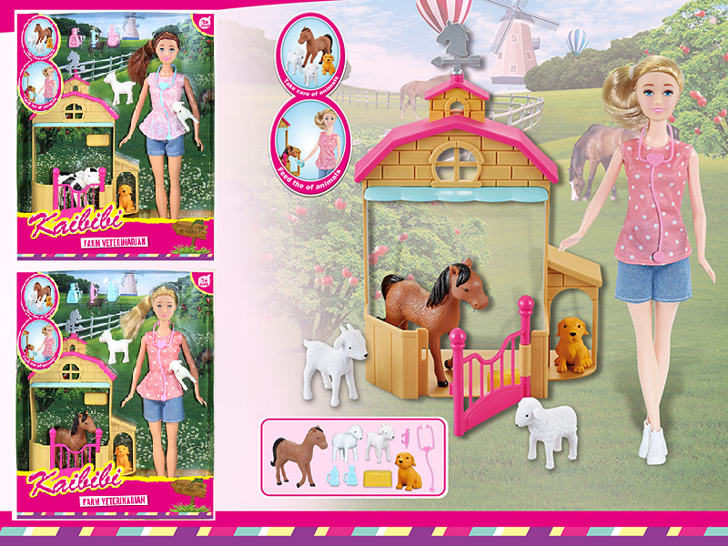 11.5 Inch Solid Doll Farm Veterinarian Theme