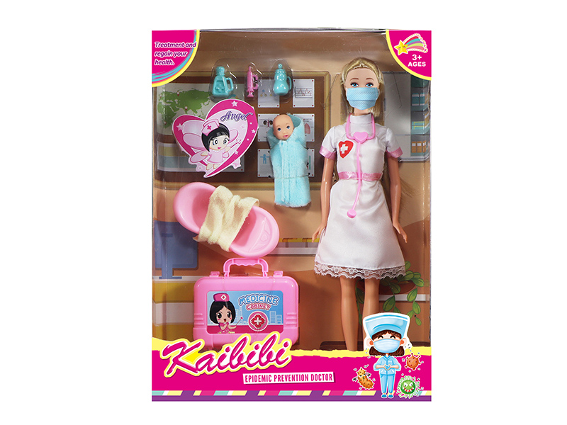 11.5 Inch Solid Doll Epidemic Prevention Doctor Baby Care Set