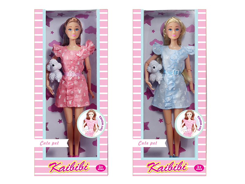 11.5 Inch Solid  Jointed Doll With Cute Dog