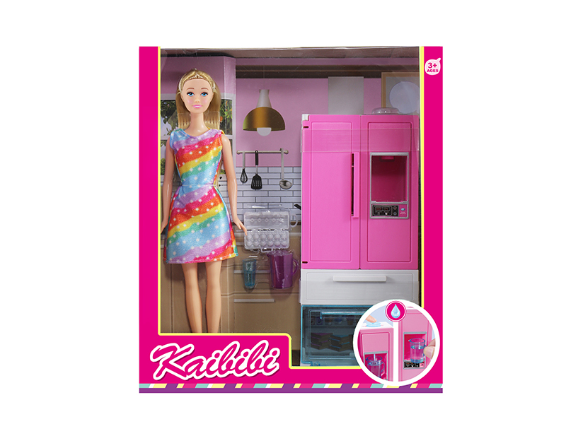 11.5 Inch Solid Doll Refrigerator Set