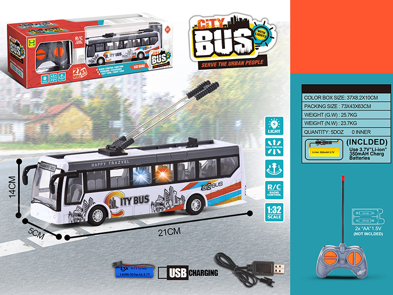 1:32 4CH R/C Single Section City Bus With Light