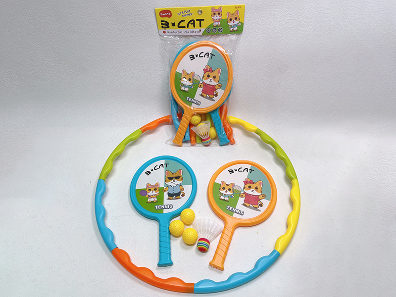 Hula Hoop + Rackets + 3 Round Balls + 1 Badminton