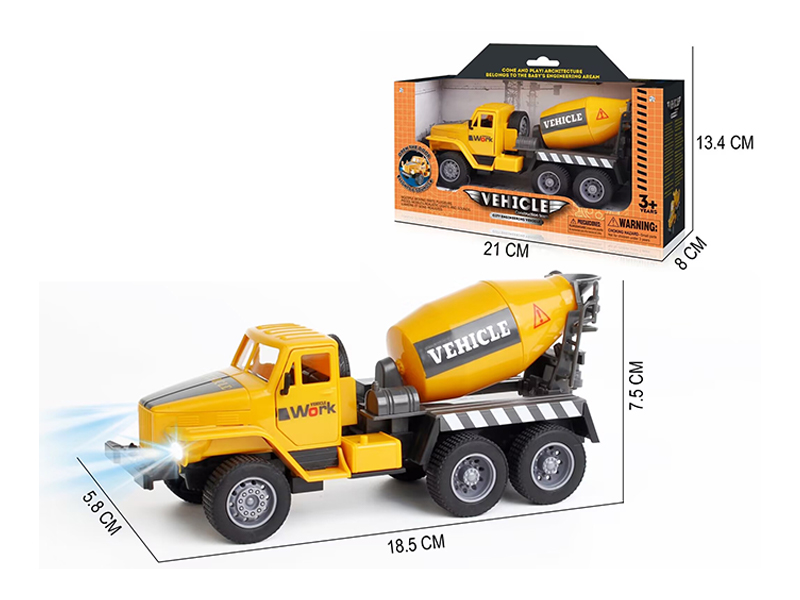 Pull Back Simulation Mixing Engineering Truck With Sound And Light