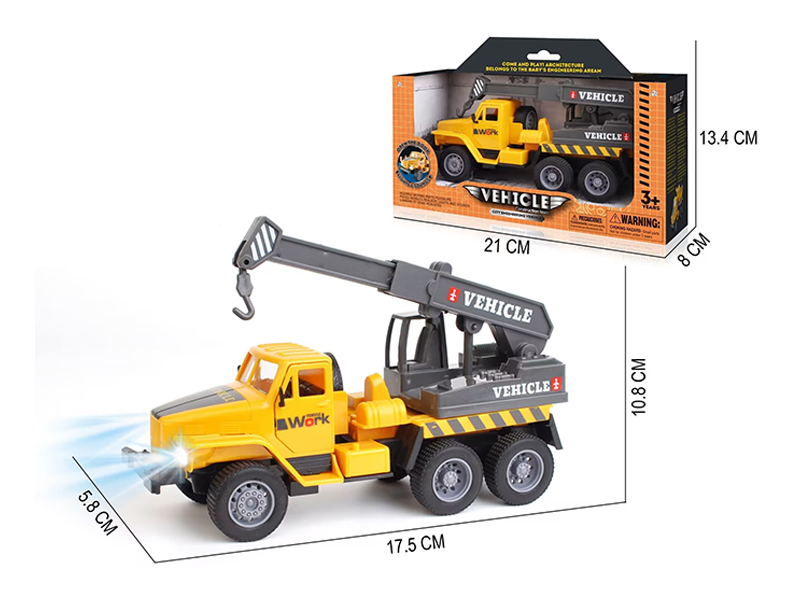 Pull Back Simulation Lifting Crane Engineering Vehicle With Sound And Light