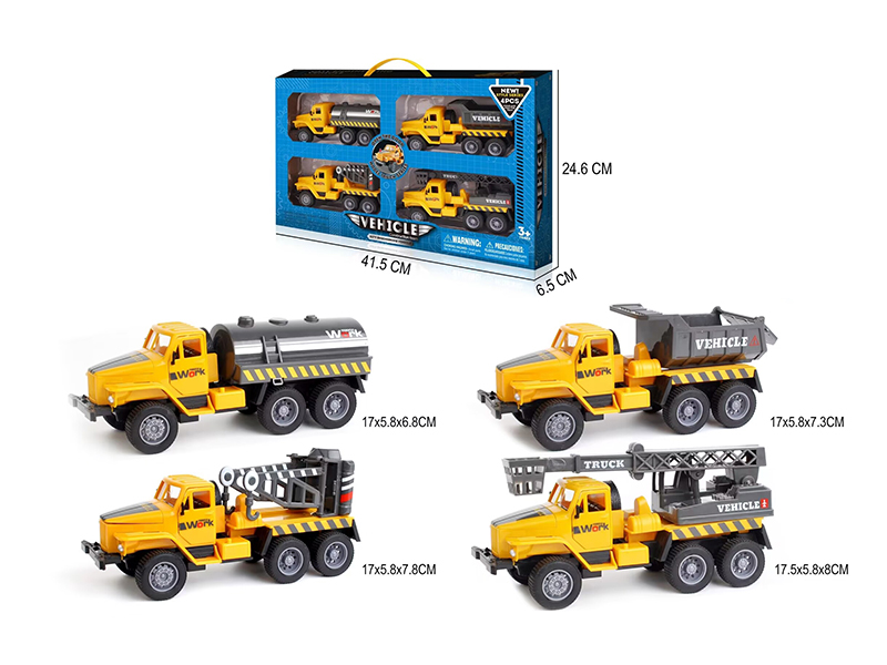 Pull Back Simulation Engineering Vehicles (Transportation, Oil Tanks, Lifting Hooks, Lifting Ladders)