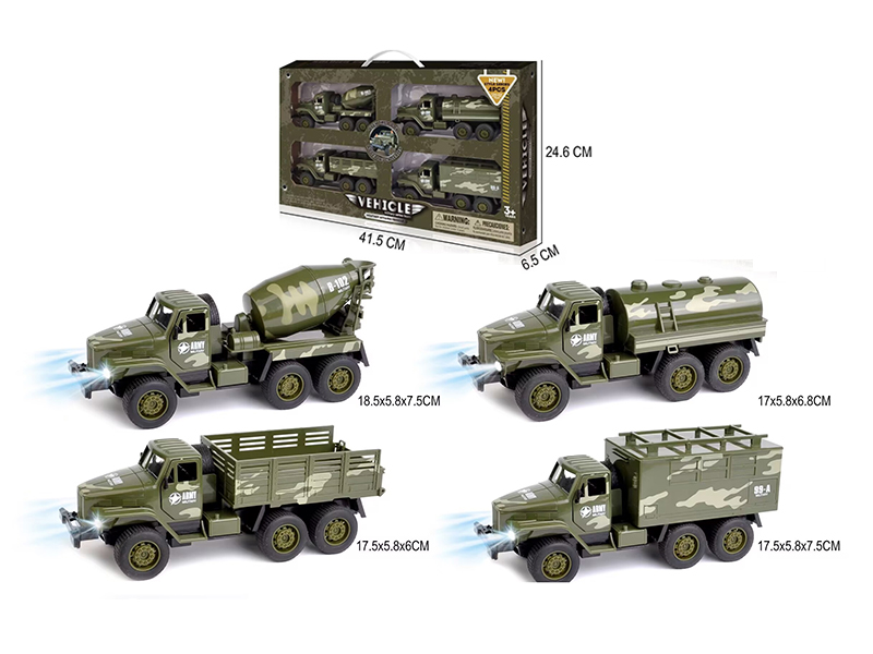 Pull Back Simulation Camouflage Military Flatbed Vehicle With Sound And Light