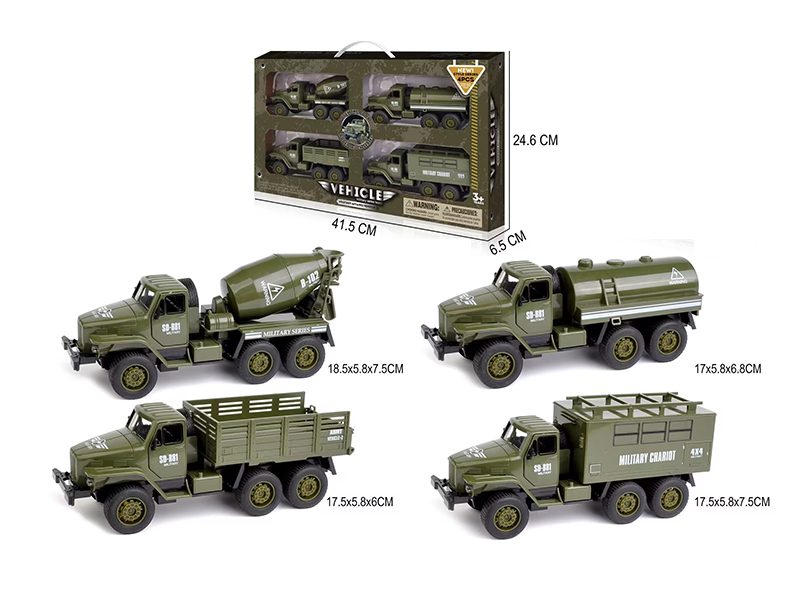 Pull Back Simulation Military Flatbed Vehicle