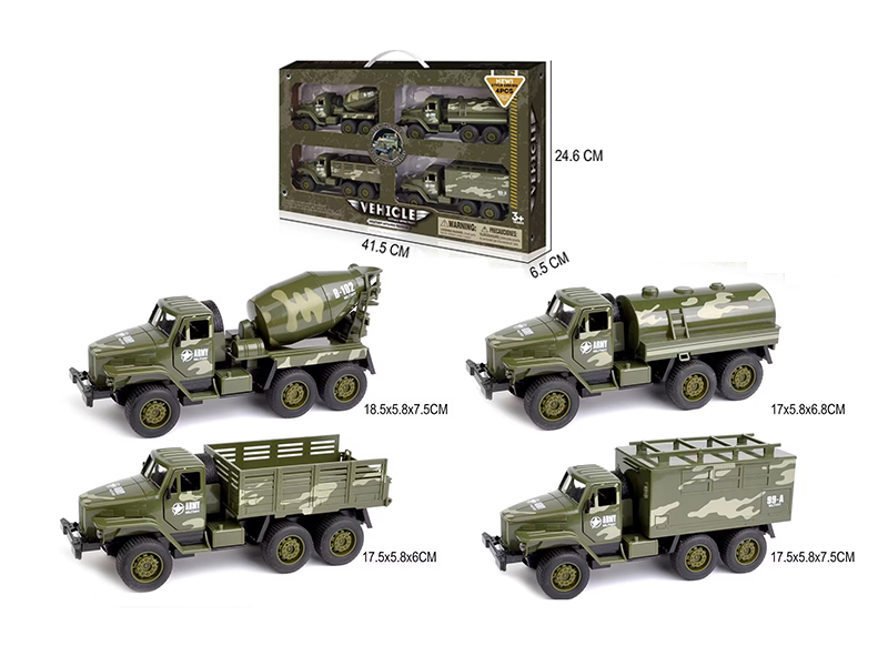 Pull Back Simulation Camouflage Military Flatbed Vehicle