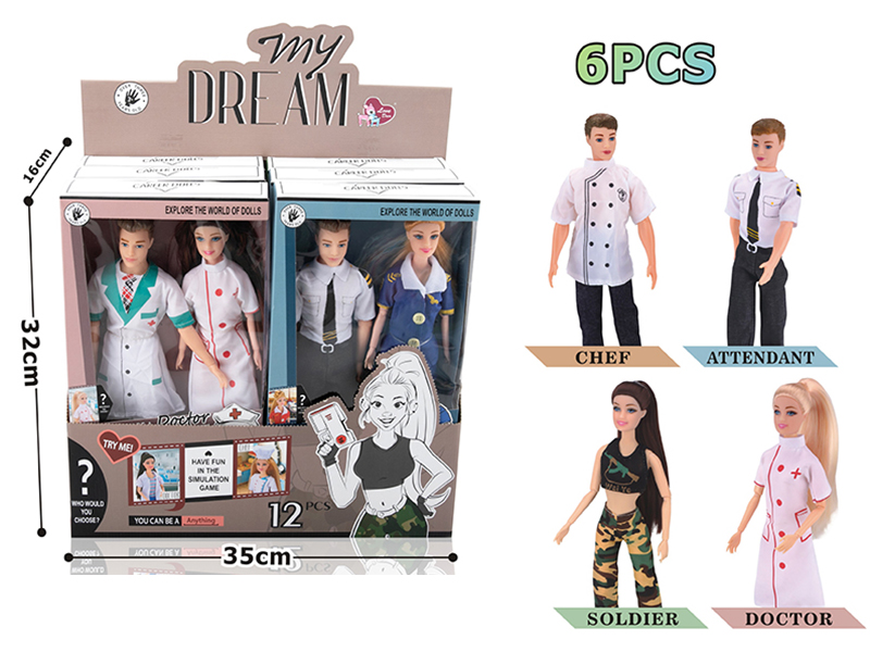 11 Inch Professional Play Male And Female Model Series Multi-Joint Dolls(4 Styles Mixed)6pcs