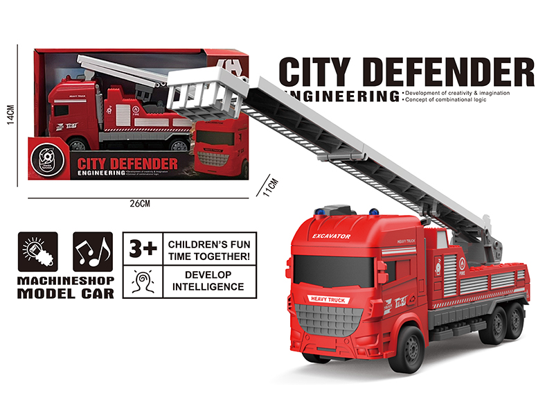 Friction  Elevating Fire Truck With Sound And Light,Music