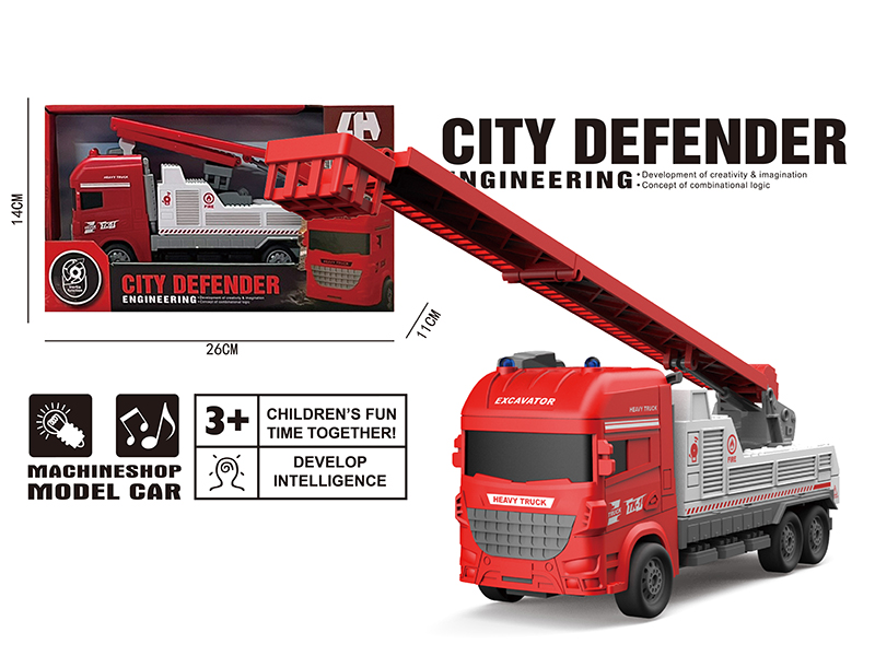 Friction  Elevating Fire Truck With Sound And Light,Music