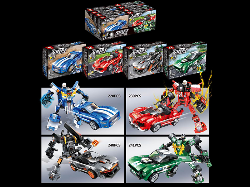 Transformation Car Building Blocks(175-187PCS,4 Styles Mixed,8PCS/Box)