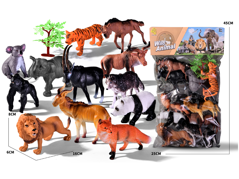 12PCS Wildlife Toy+1Tree