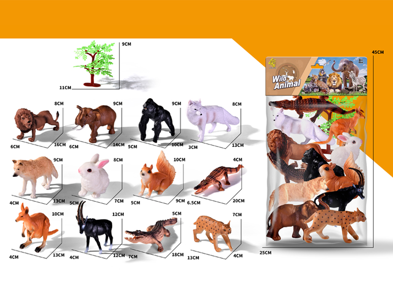 12PCS Simulated Animals Toy
