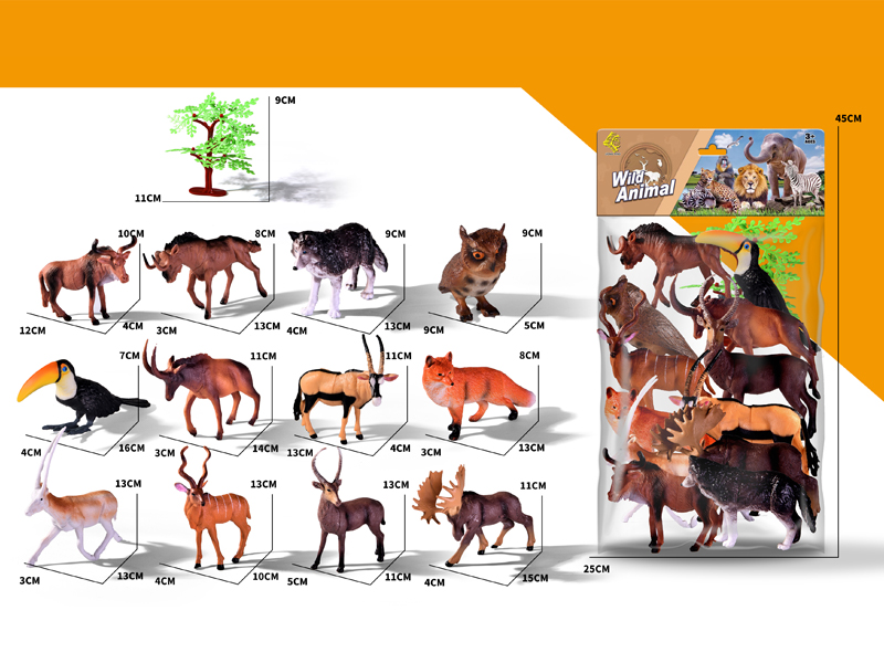 12PCS Simulated Animals Toy