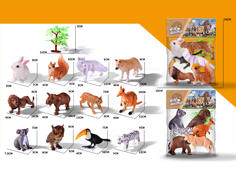 6PCS Simulated Animals Toy+1Tree
