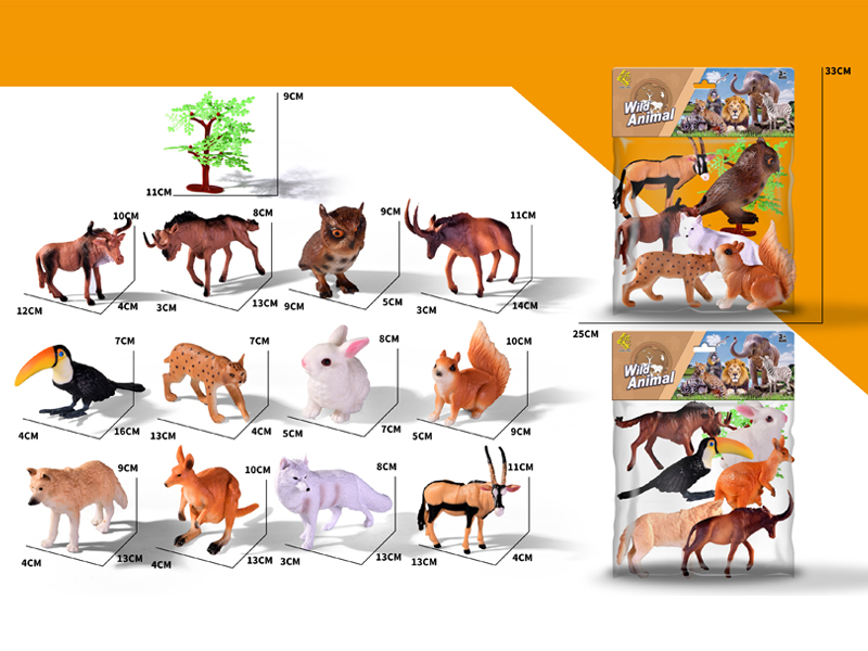 6PCS Simulated Animals Toy+1Tree