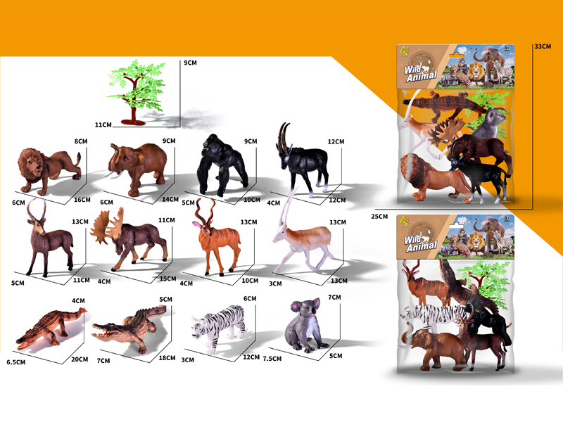 6PCS Simulated Animals Toy+1Tree